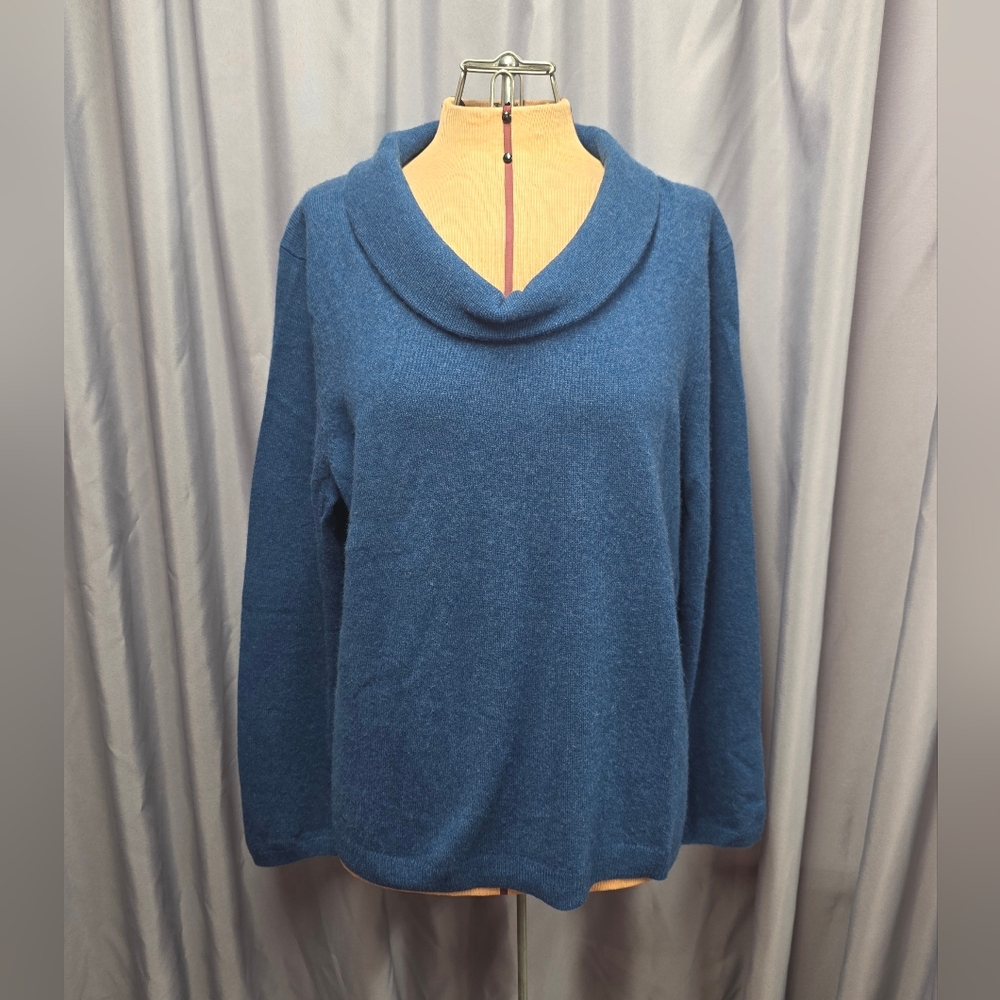 Talbots Women's Cowl Neck 100% Cashmere Sweater in Deep Blue